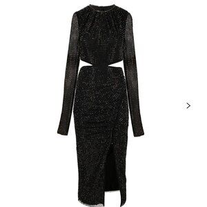 Self-Portrait black studded jersey midi dress (Sm-6)